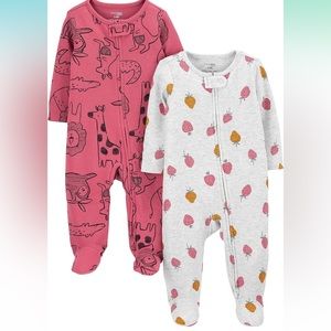 Simple Joys by Carter's Baby Girls' 2-Way Zip Thermal Footed Sleep and Play
